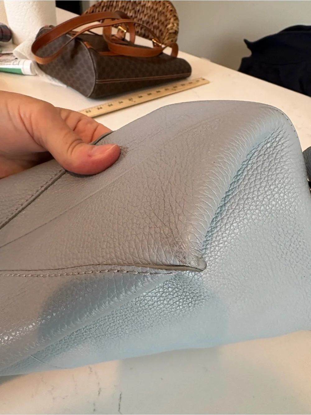 Botkier Grey/blue Pebbled Leather Hobo Shoulder Bag